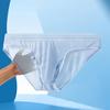 Men Briefs Mid-rise High Elasticity Tight Fit Breathable Panties Solid Color Mesh Stitching Sexy Underwear Daily