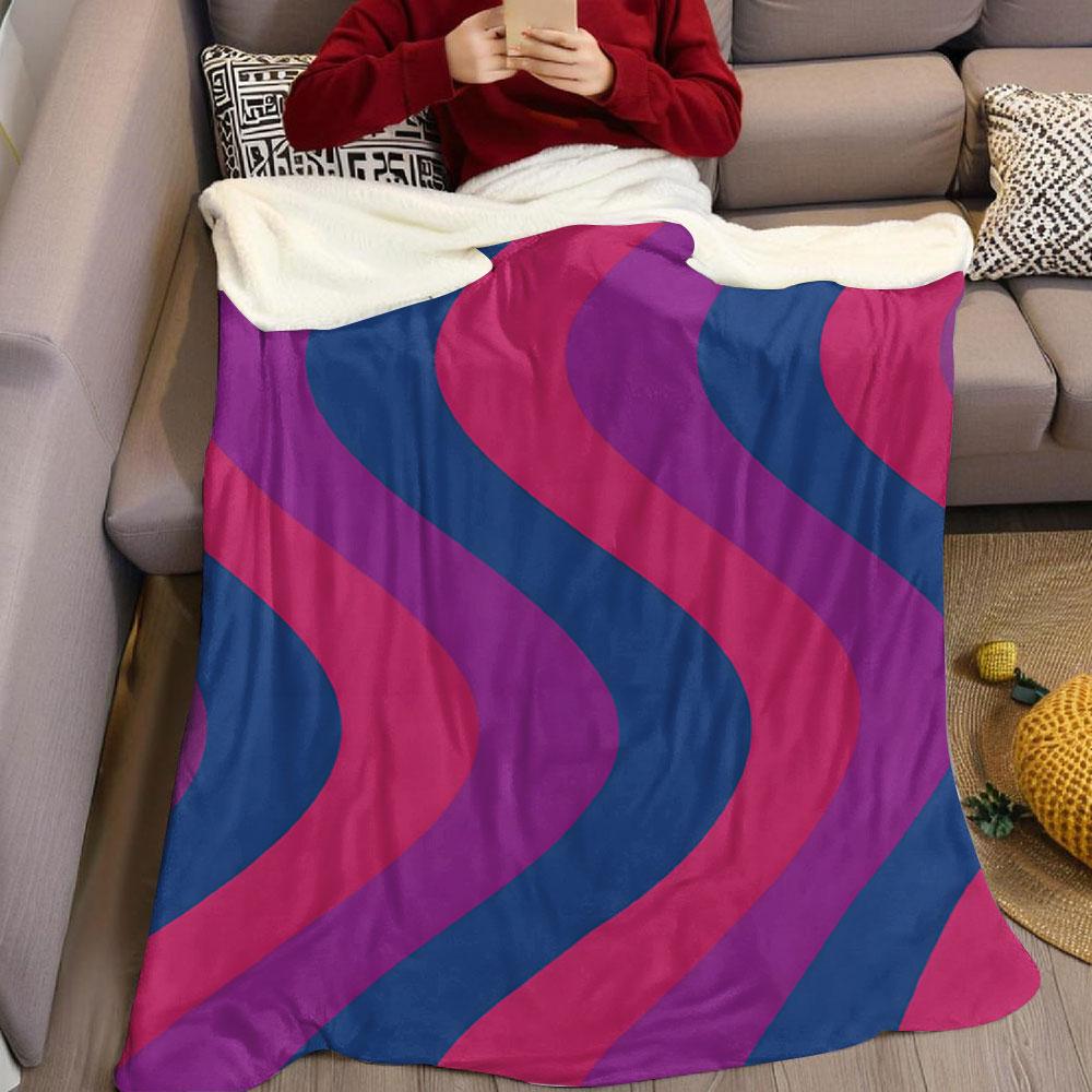 Retro Wavy Stripe Flannel Blanket Warm Soft Halloween Christmas Couch Warm Cozy Decorative Decor Gift For All Season