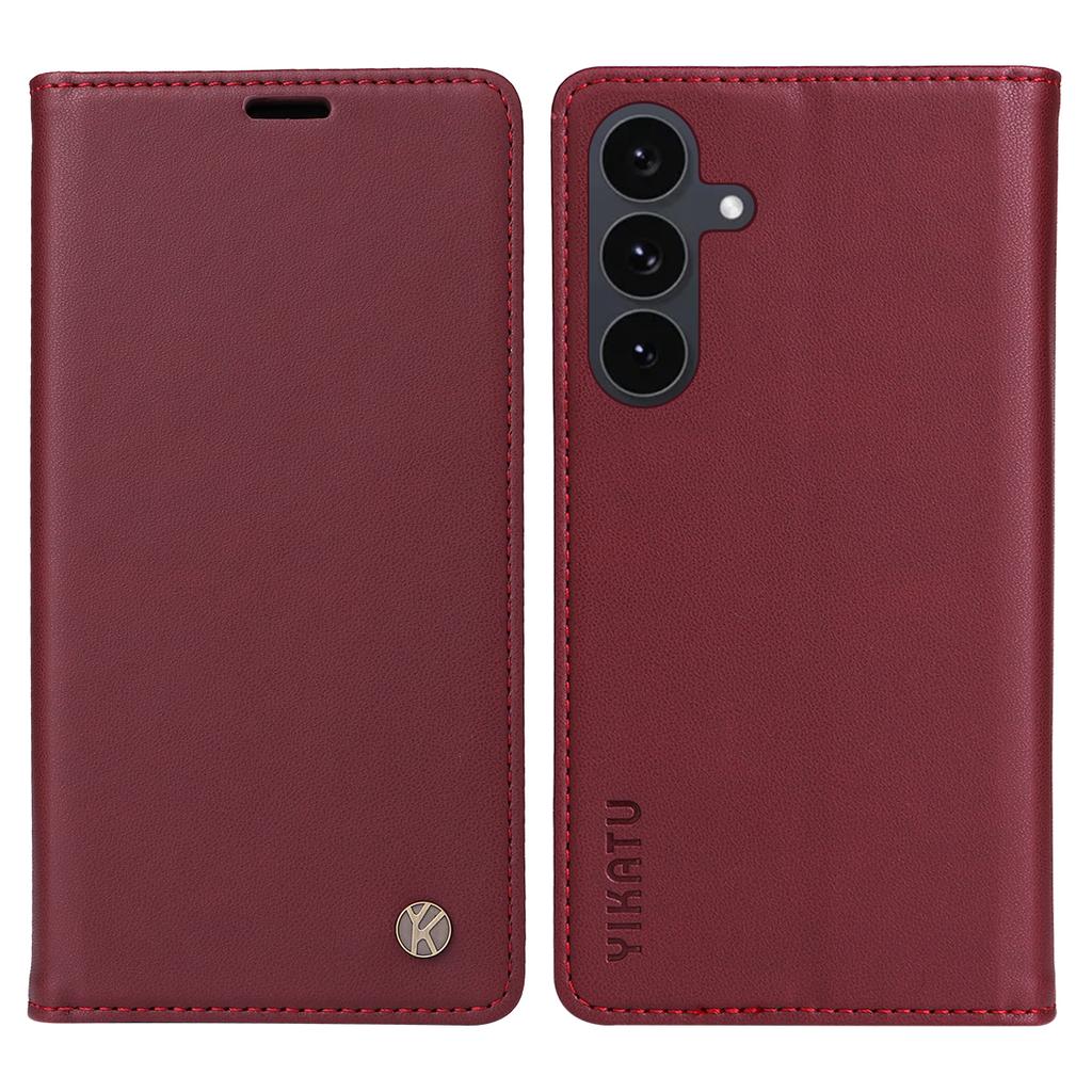 For Samsung Galaxy S25 FE Phone Cases YIKATU Magnetic Closure PU Leather Mobile Cover