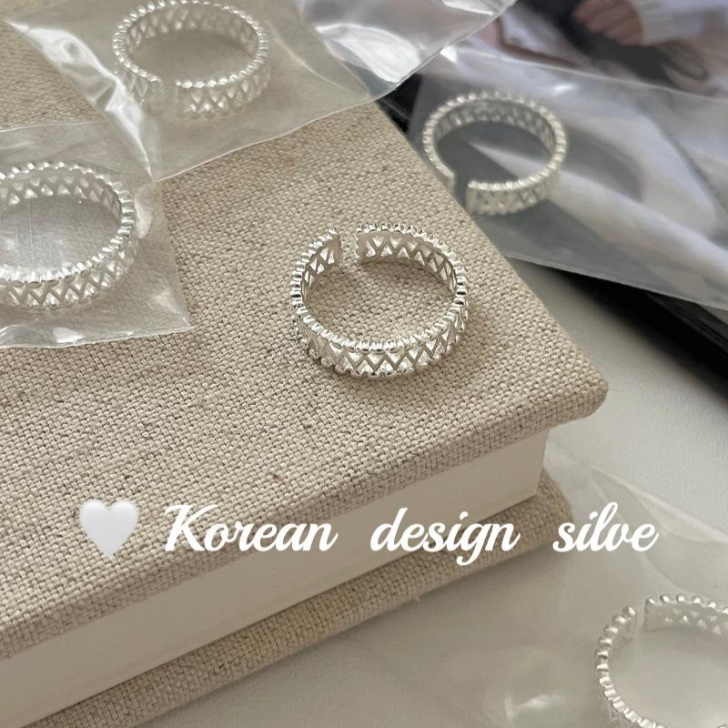 

Door Internet Celebrity Stall Silver Jewelry Mesh Hollow Ring Opening Adjustable Versatile Open-ended
