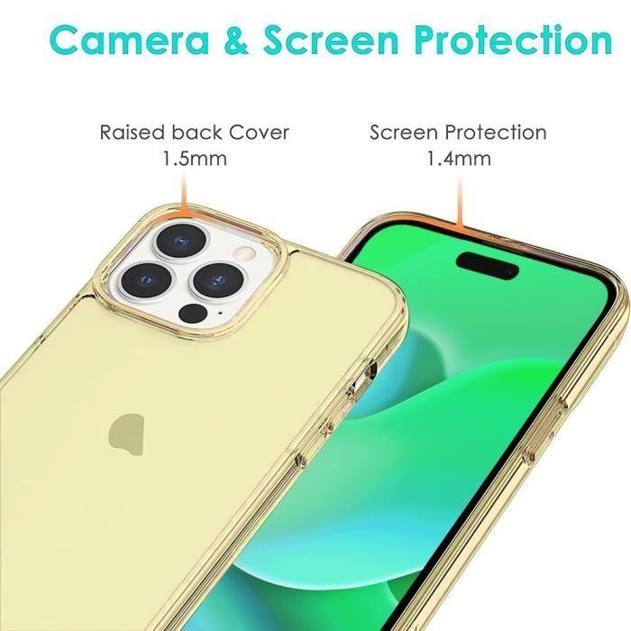 Coque - BOOLING - pour iPhone 14 Pro Max - Jaune - TPU - Protection optimale - 2 Verres Trempés