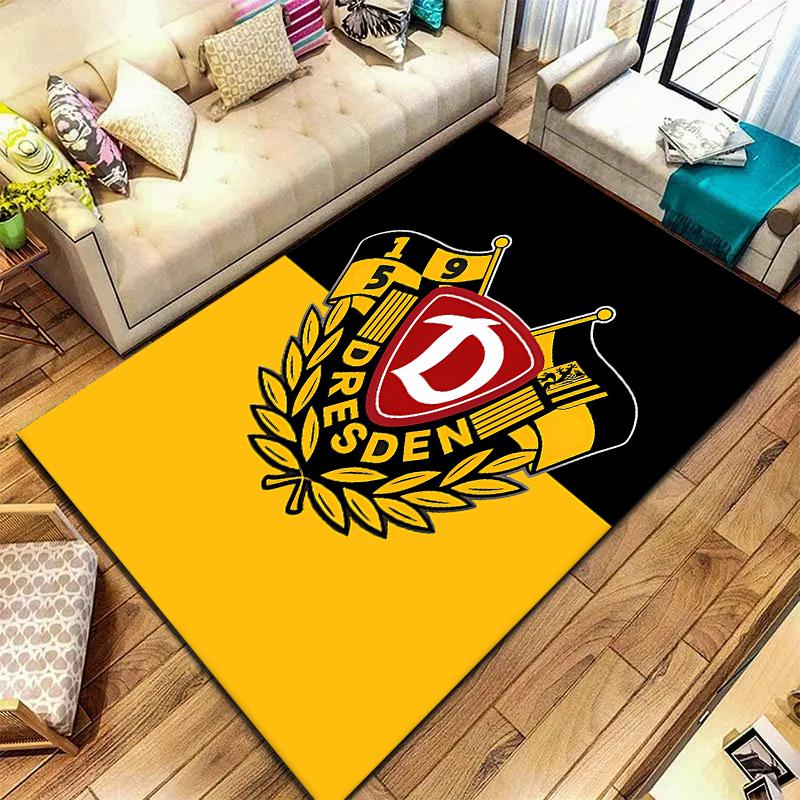 SG Dynamo Dresden 1953 Area Rug Yellow Black Split Background Club Crest Print Non Slip Rectangular Floor Mat Football Fan Home Decor