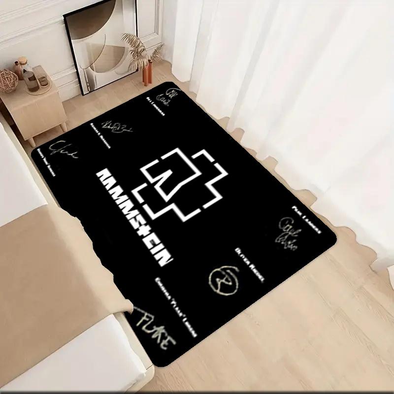 1Pc Rammstein Theme Printed Rectangle Carpet, Home Door Mat, Outdoor Travel Protection Carpet A2