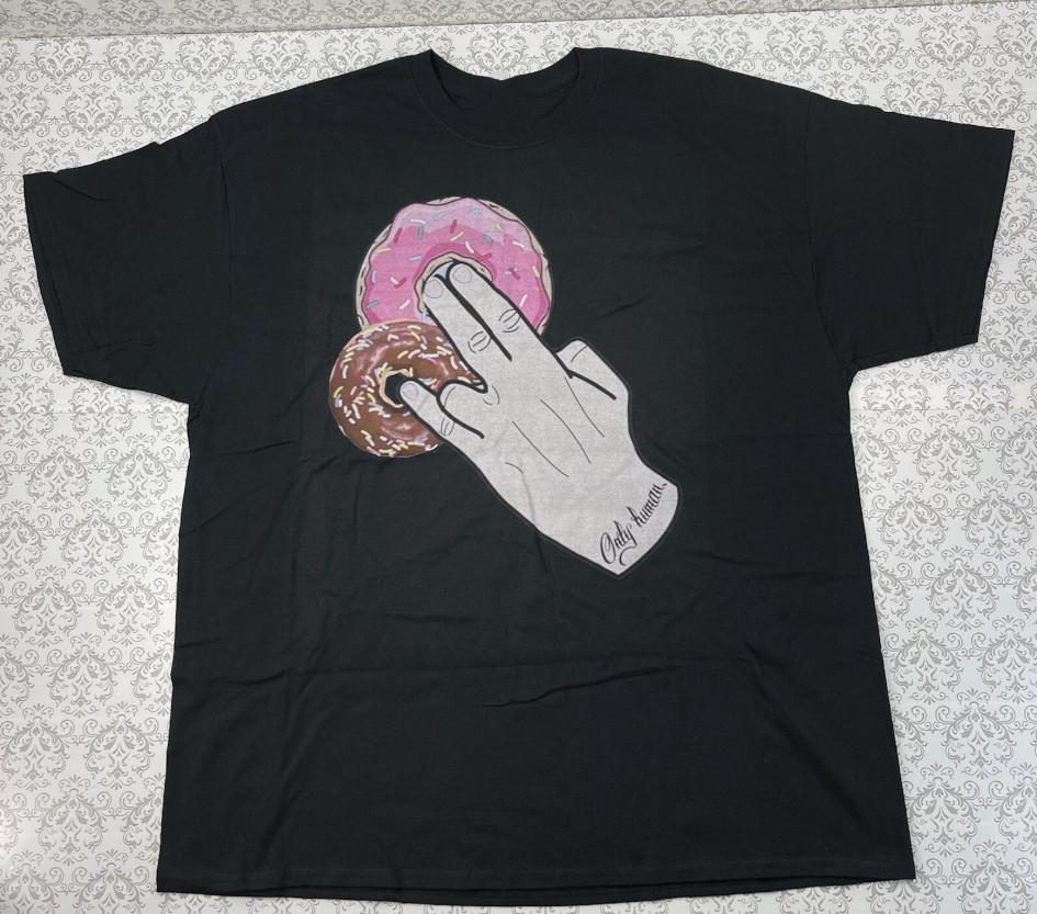 Dunking Donuts Only Human Man with Donuts T-shirt size S-5XL L