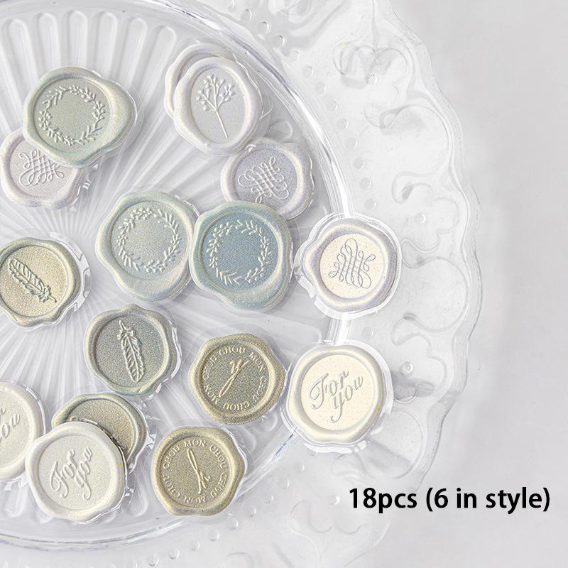 18Pcs/Bag Vintage Sticker Wax Stamp Seal Sticker For Diy Decorative Sticker