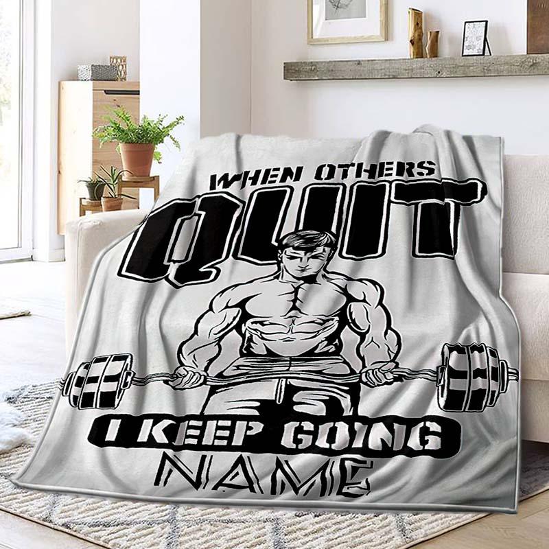 Weightlifting Exercise Customize Your Name Blanket Warm Comfortable Soft Blanket For Chair Office Sofa Bed Sofa Office Camping Suitable For Gifting