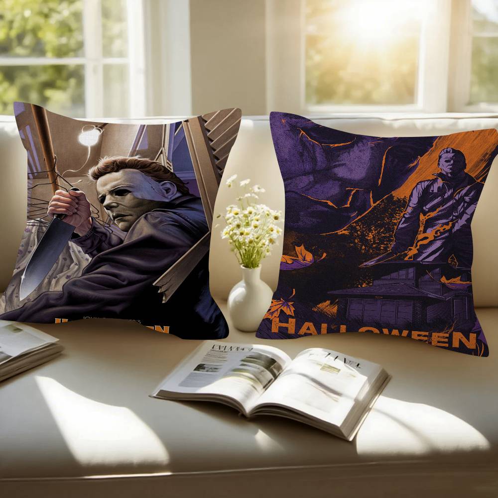 Horror Movie Characters Wall Art Michael Myers Halloween Pillow Cover Sofa Cushion Cover Home Room Decoration Children Gift