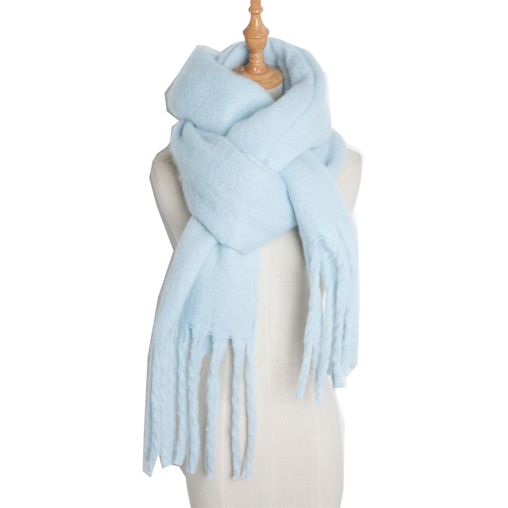  Solid Thick Cashmere Scarf for Women Large Wool Blanket Pashmina Winter Warm Shawl Wraps Bufanda Female With Tassel Scarves
