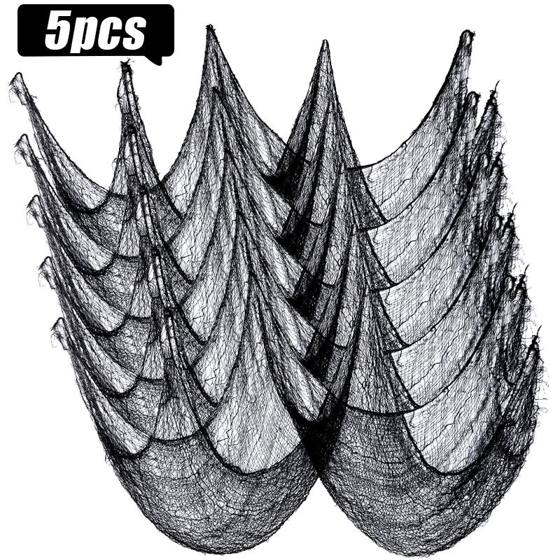 1/5Pcs Halloween Black Gauze Cloth Haunted Houses Horror Props For Halloween Party Home Indoor Outdorr Decoration Scary Fabric