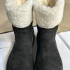 Winter fashion style solid color casual velvet warm snow boots women's comfortable one-pedal round cotton shoes