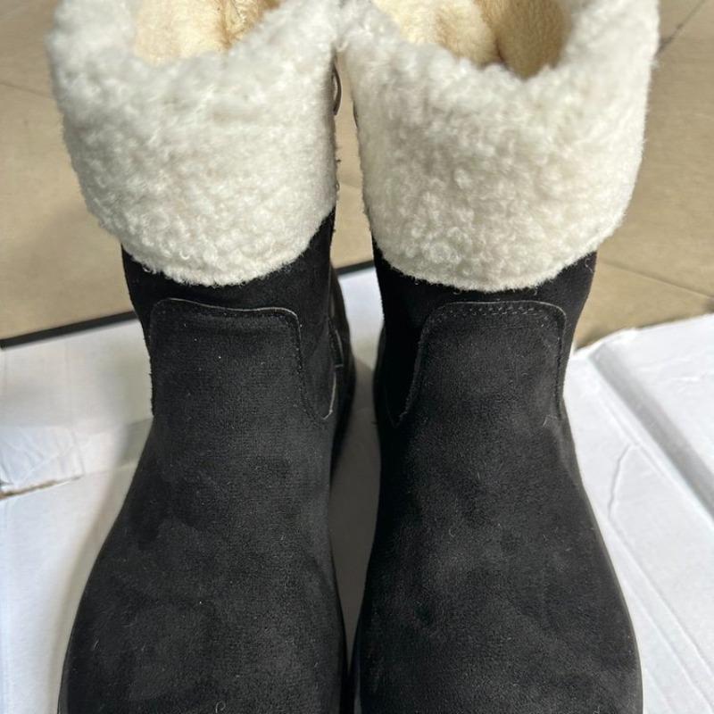 Winter fashion style solid color casual velvet warm snow boots women's comfortable one-pedal round cotton shoes
