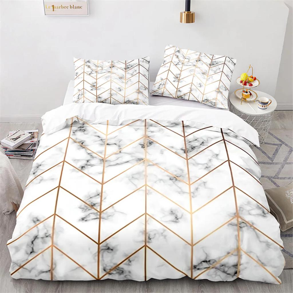 Geometriskt Marmor Påslakan Abstrakt Triangel för Barn Kvinnor Tonåringar Enkel Stil Tema Sovrumsdekorationer Queen King Size