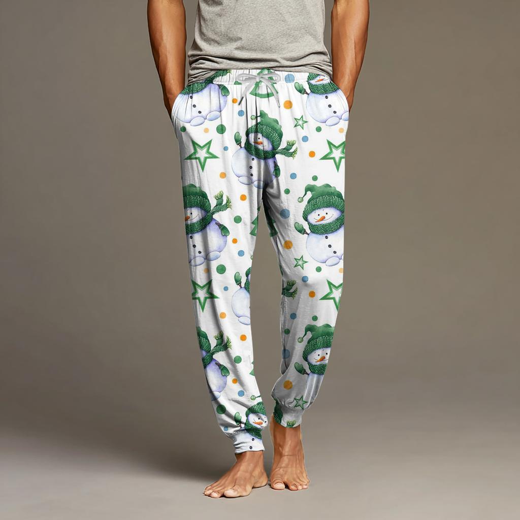 Men's Drawstring Pocket Cuffed Casual Pants Home Sleep Pants