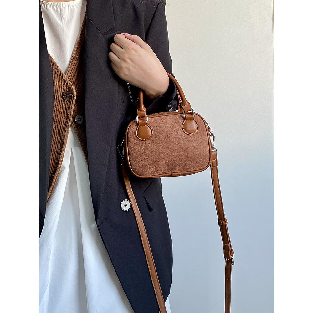 IELGY Autumn Winter Retro Flannel Pillow Portable Shoulder Messenger Bag
