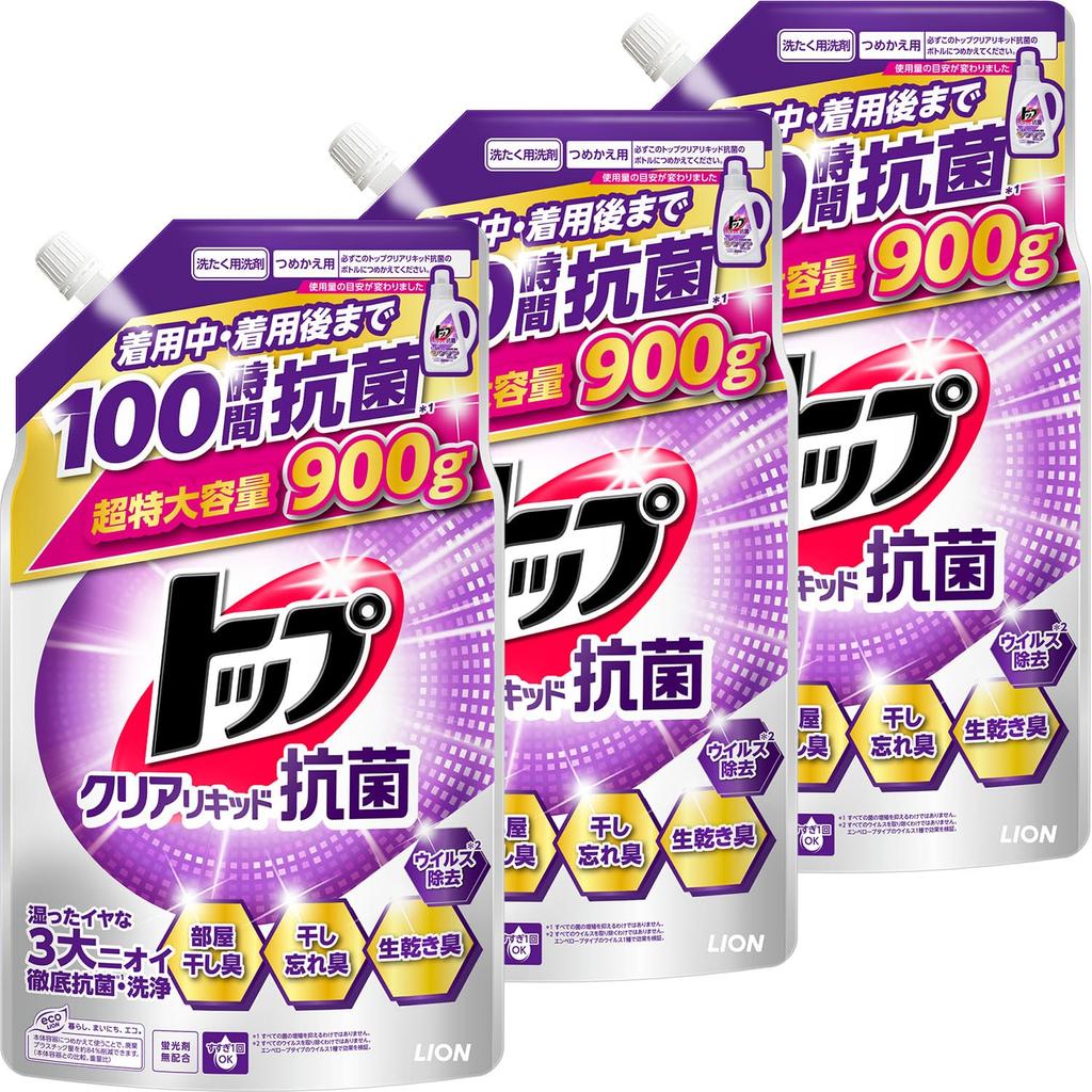 Top Clear Liquid Antibacterial Refill Super Large 900g 3 pieces