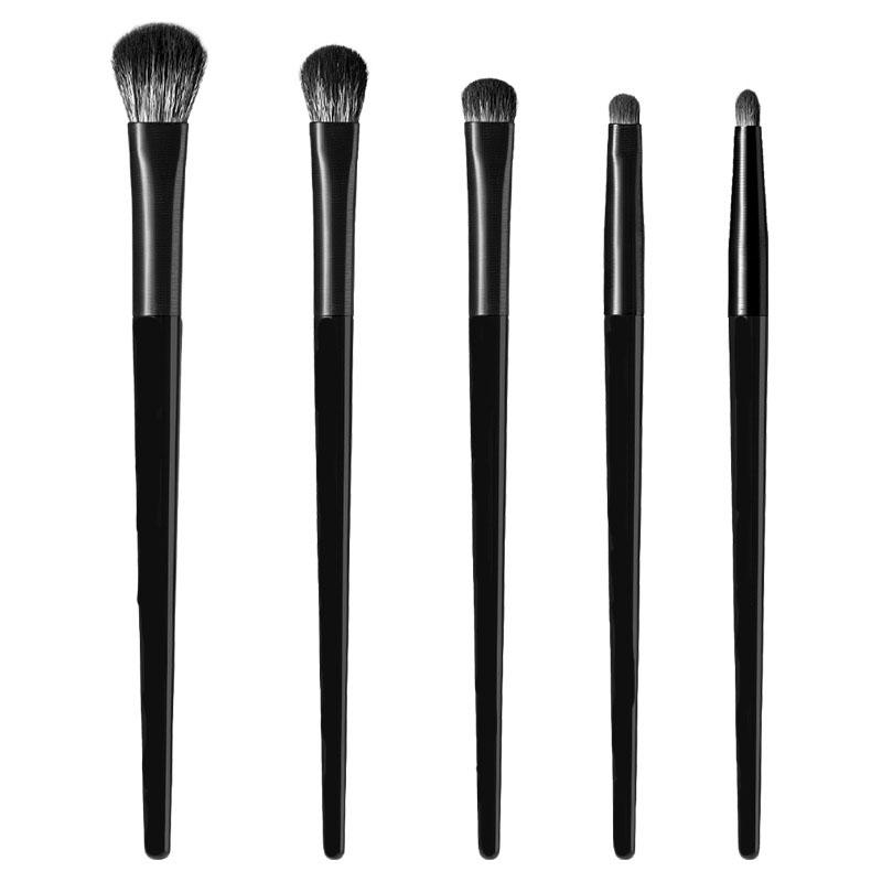 Professional 5 Piece Soft Bristle Eyeshadow Brush Set for Eyeliner, Under Eye Detail, Precision Makeup Tools, Black