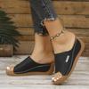 Large-sized Wedge Heel Casual Slippers Women's Summer Fashion Shoes Simple Fish-mouth Slippers