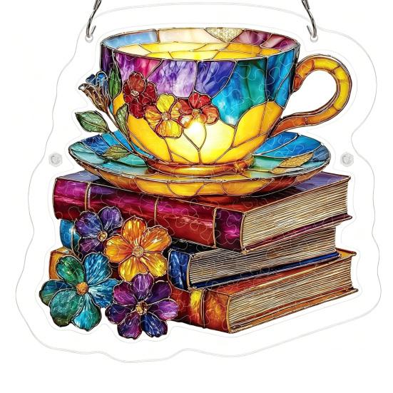 

Acrylic Sun Catcher Puzzle Colorful Window Decoration with Hanging Chain DIY Suncatcher Kit for Adults Home Garden Decor A