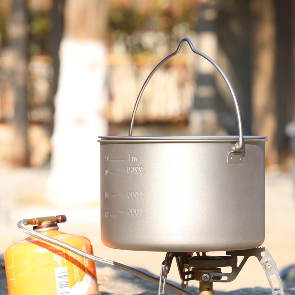 Lixada 2.8L Topf Tragbarer Hänge Topf mit Deckel Outdoor Camping Wandern Rucksacktouren
