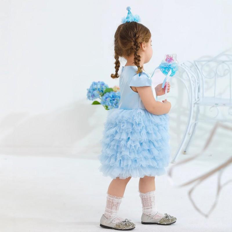 Baby Girls Princess Dress White Short Sleeve Birthday Party Wedding Tutu Gown