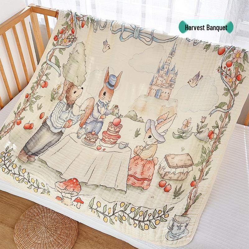 Large Bamboo Cotton Baby Bath Towel - Soft, Absorbent, All-Season Swaddle 110x105cm