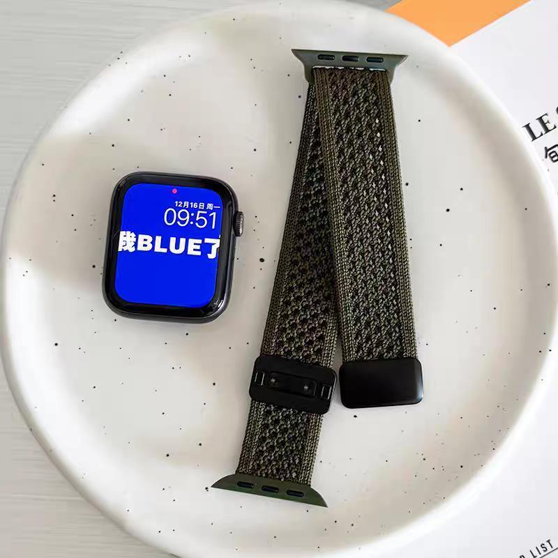 Nylon Woven Magnetic Watch Band For 49mm 46mm 45mm 44 42 41mm Men'S Women'S Knitted Nylon Watch Band for IWatch Series 10 9 8 7