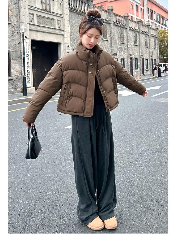 Women’s Short Stand Collar Windproof Thicken Warm Winter Jacket With M
