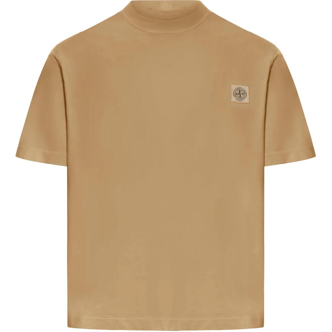 Stone Island Logo Crew Neck Short Sleeve T-Shirt Men Tops Light-Brown K1S1521000-34S0115-V0094 XL