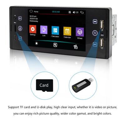 5 Inch Single Din Car Stereo BT MP5 Player FM Radio Receiver Support USB/AUX/TF Connection Steering Wheel Control with Capacitive Touchscreen