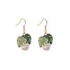 Fun Cartoon Asymmetrical Oil Drop Earrings, Guochao Panda Animal Fruit Earrings, Cute Mushroom Leaf Earrings