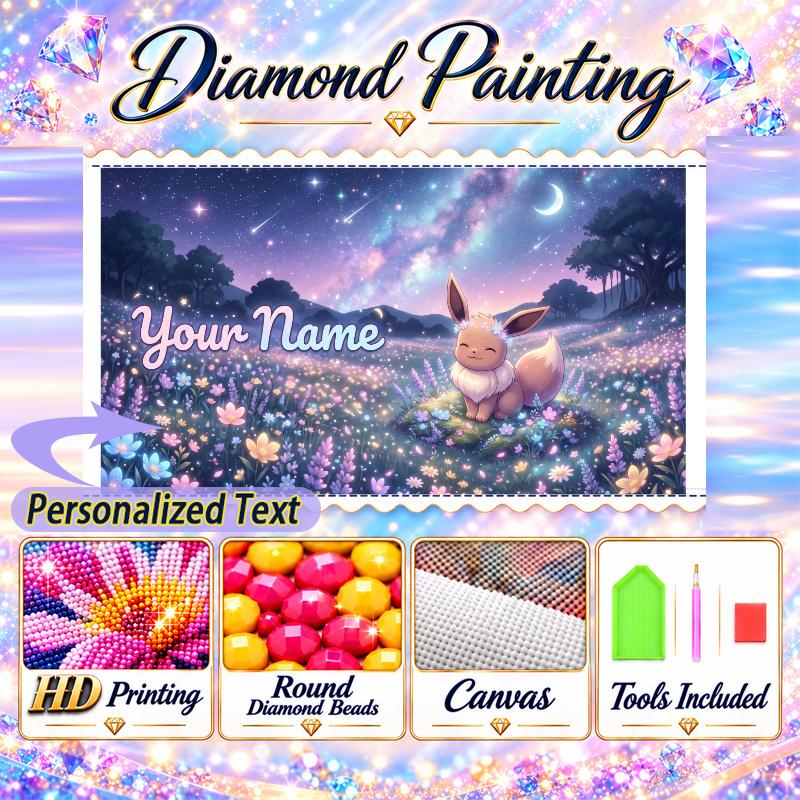 Personalized Eevee Diamond Art Custom Name 5D Diamond Painting Full Drill DIY Craft