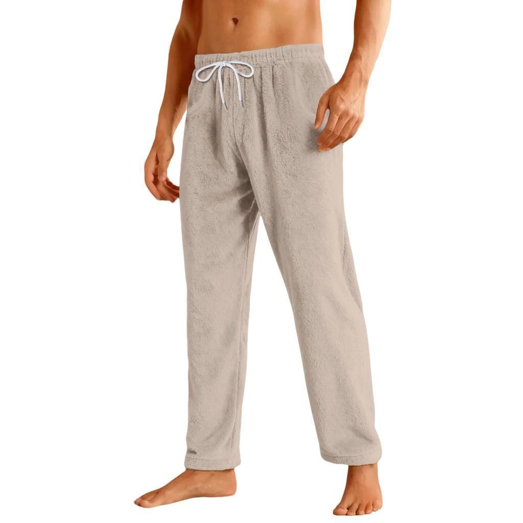 Men's Drawstring Pocket Flannel Casual Pants