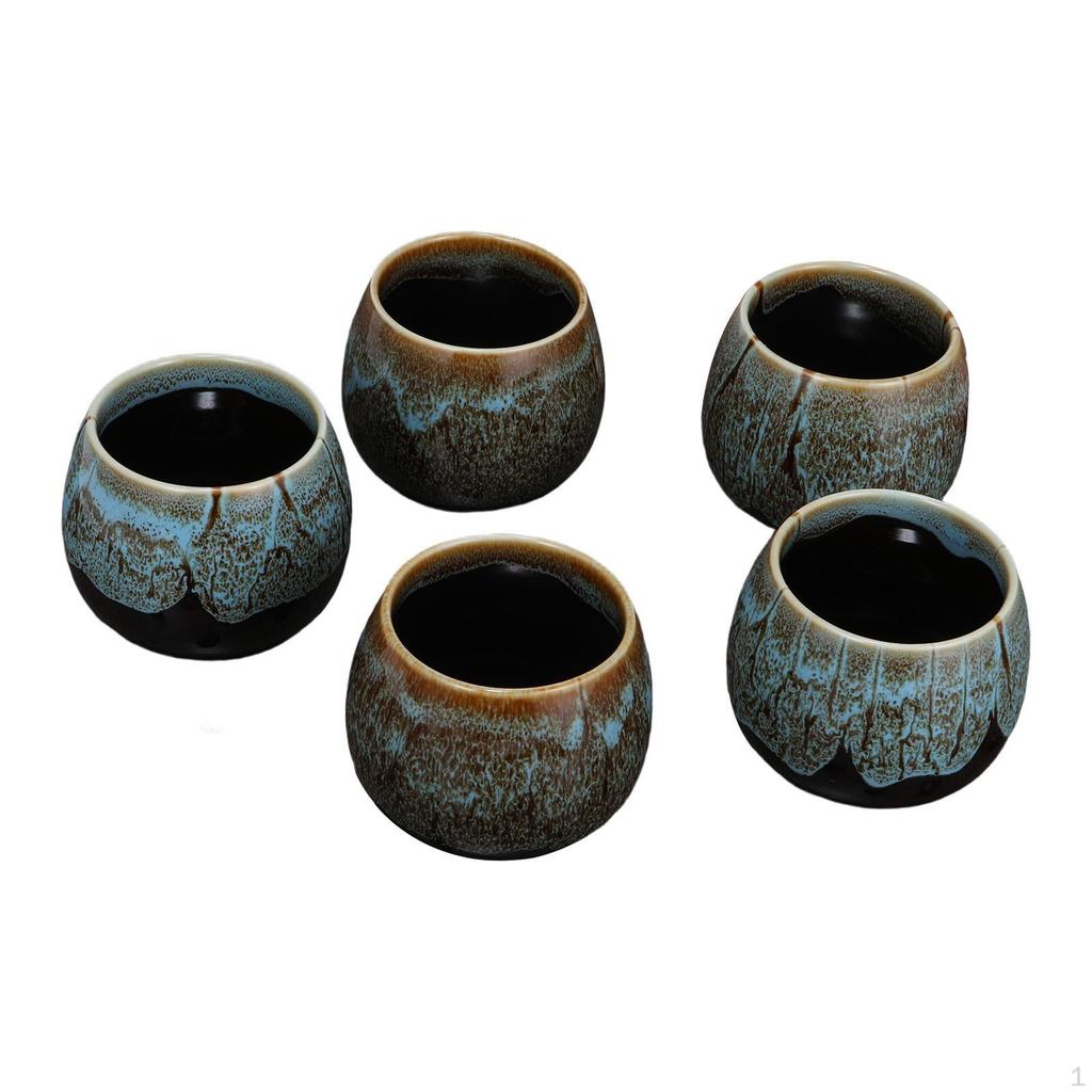 5Pcs Japanese Ceramic Tea Cups Chinese Teacups Birthday Gift Coffee for Drinks Milk and