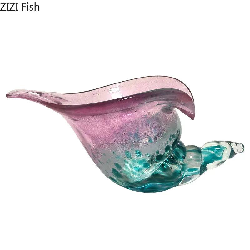 Colorful Conch Candy Jar Fruit Tray Creative Transparent Glass Conch Storage Basket Room Aesthetic Decor Desktop Storage Tray
