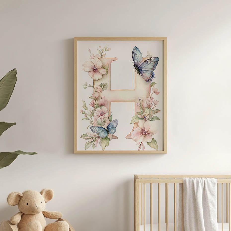 H Jak Harmonia - Plakat Kwiatowy Dla Dzieci H Jak Harmonia - Plakat Kwiatowy Dla Dzieci, 50X70 Cm, Rama Drewniana Ciemny Brąz, Papier Matowy 230 Gsm