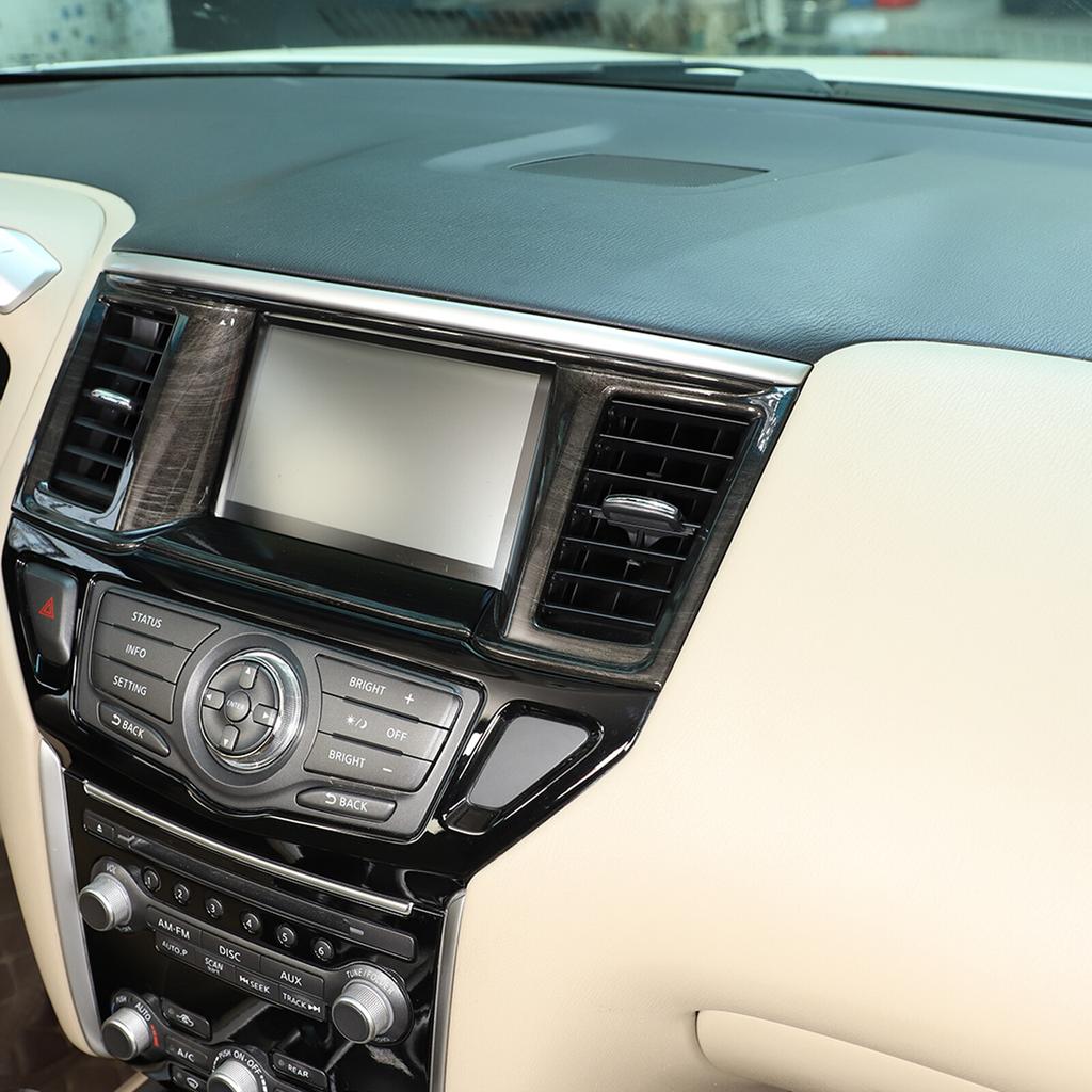 Black Grain Navigation Screen Air Vent Cover Trim For Nissan Pathfinder 2013-18