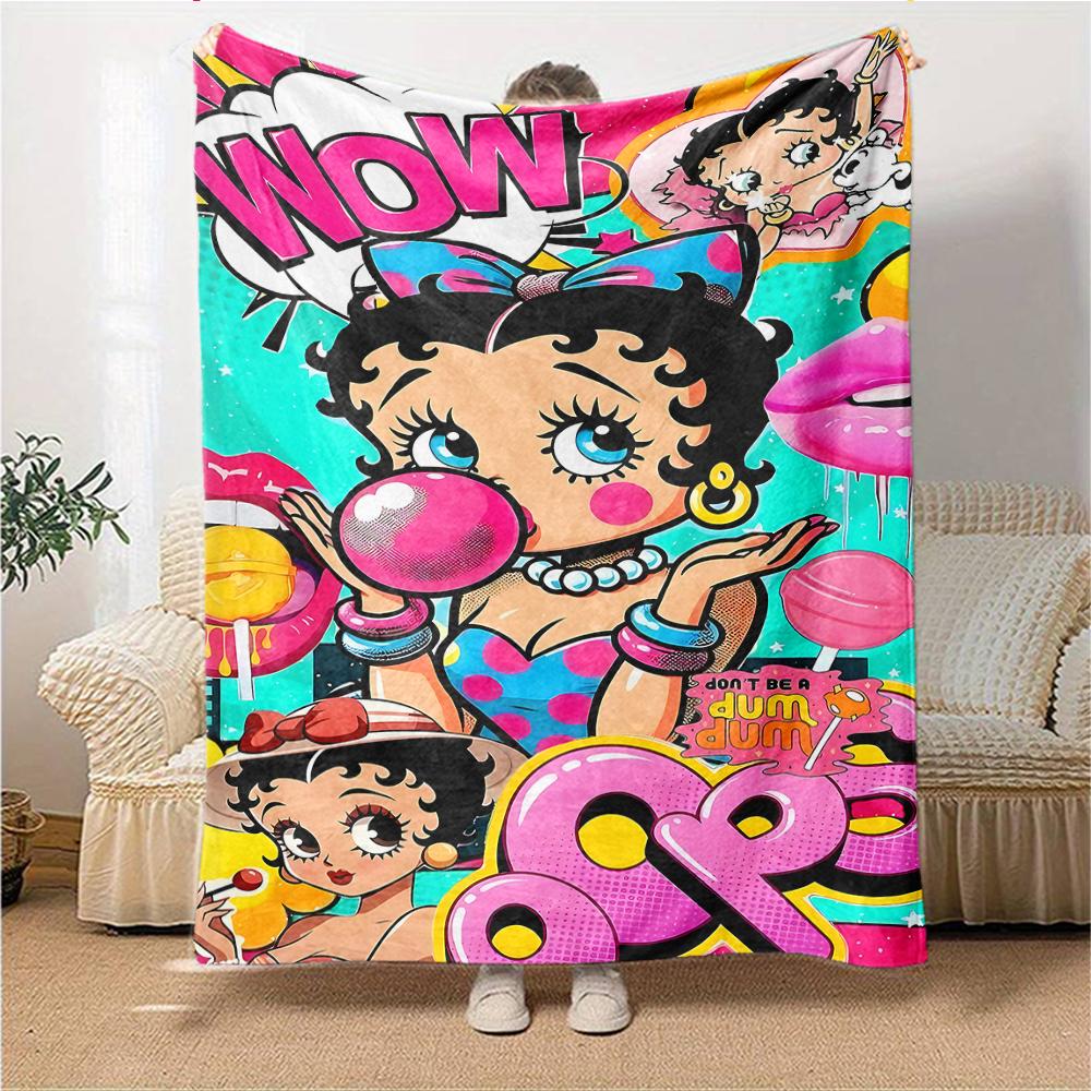 1Pc Betty Boop Dress Blanket For Couch Bed Plush Cozy Fuzzy Blanket Super Soft Warm Blankets For Fall And Winter 09186