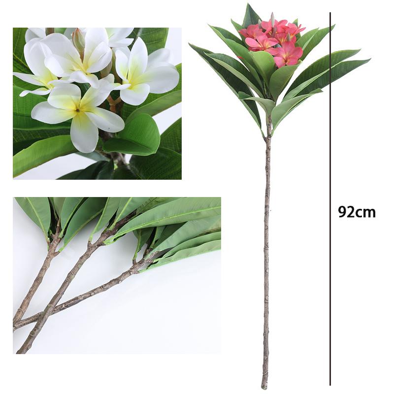 Artificial Frangipani Flower with Long Stems Lifelike Real Touch Artificial Plumeria Flower for Home Party Wedding Bouquet Decor