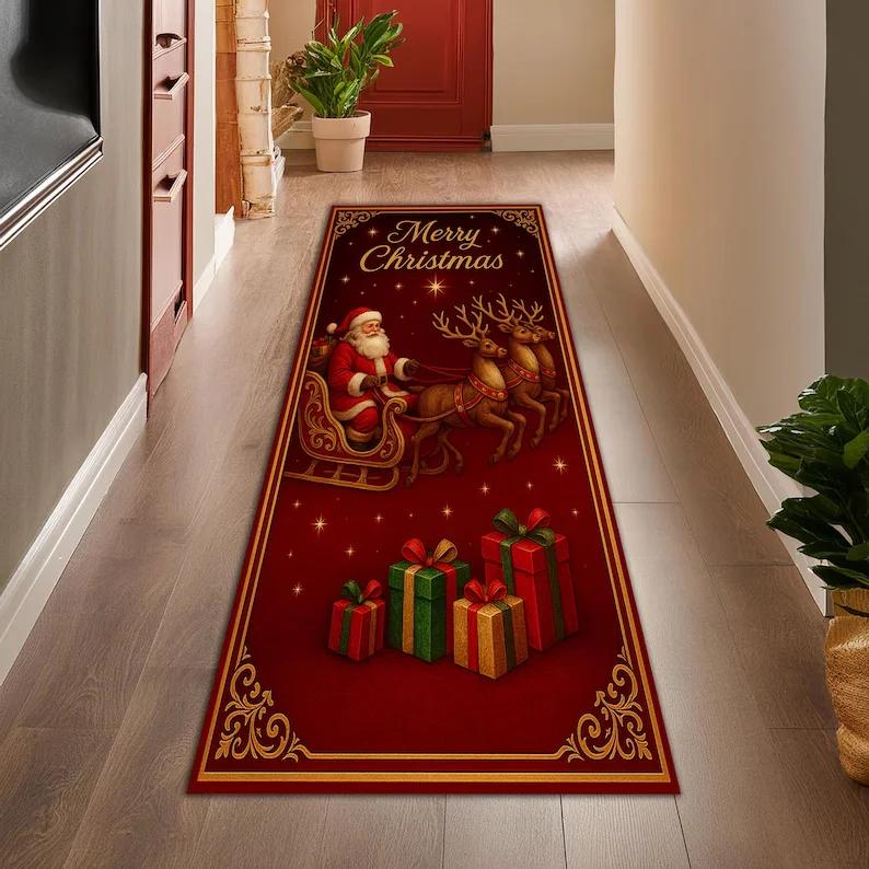 Schneeflocken Weihnachts Teppich Feiertagsmuster Läufer Wohnzimmer Schlafzimmer Heimdekoration Teppiche