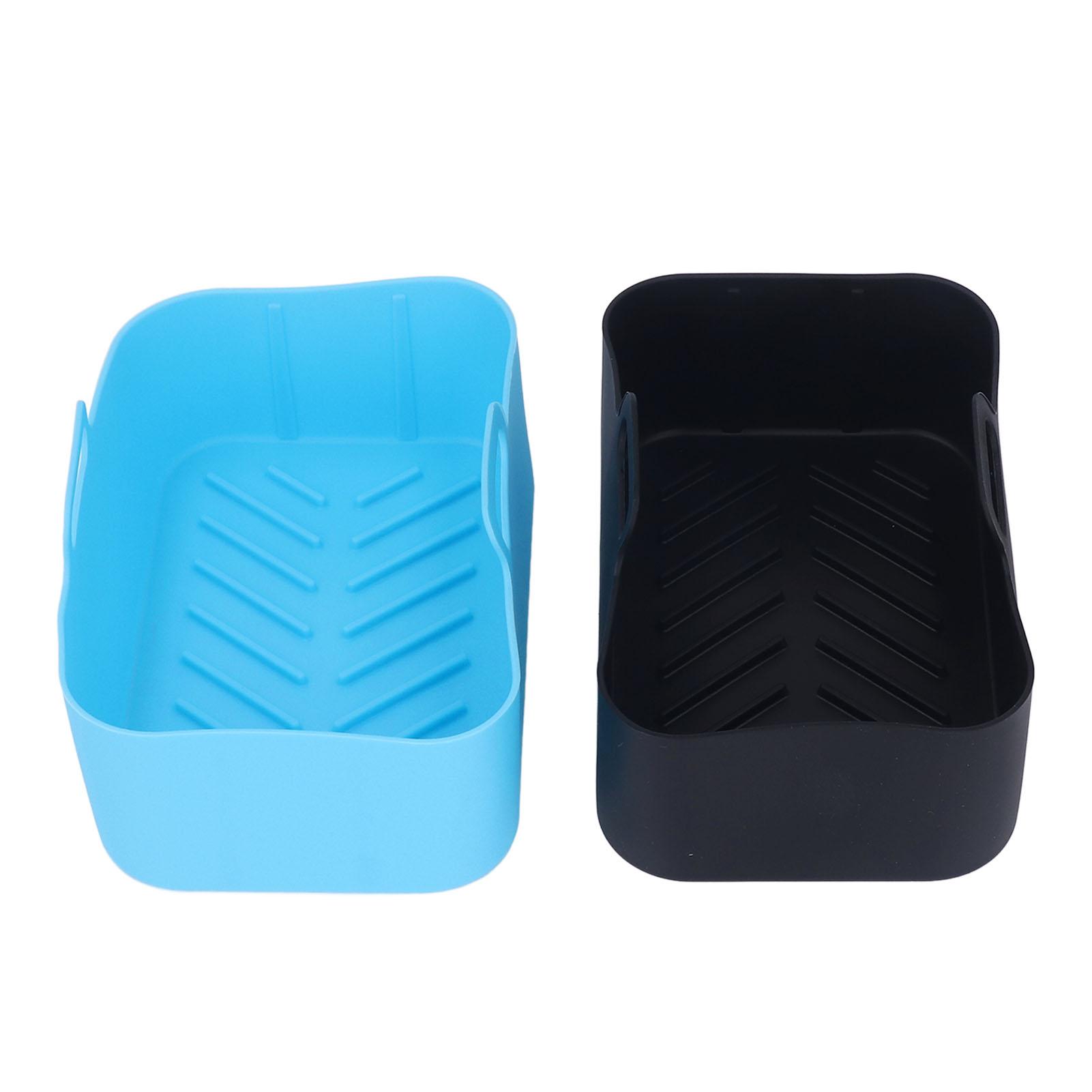 

2pcs Fryer Silicone Pot Non Stick Reusable Liner Basket Replacement for Ninja DZ201 Foodi 8QT Blue and Black