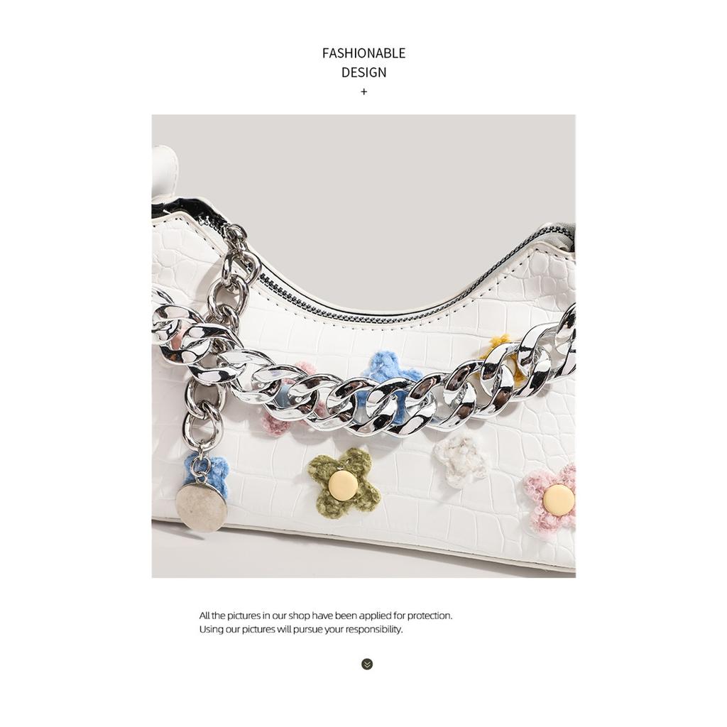 Flower Baguette Bag, High-end Texture, Niche Underarm Messenger Bag For Women