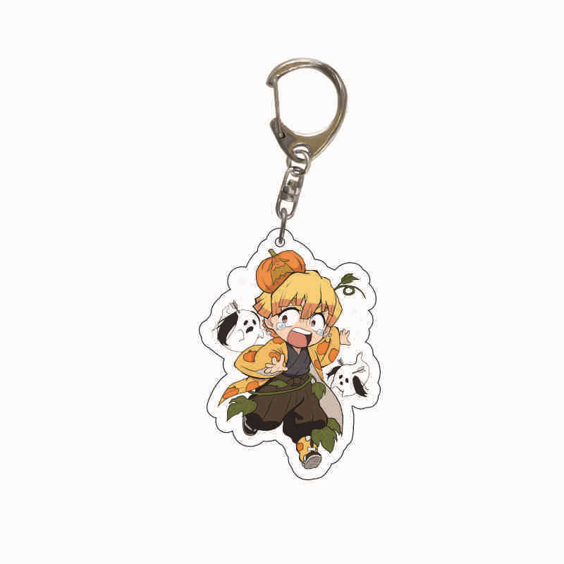 Demon Slayer Anime Acrylic Transparent Keychain Cute Accessories Food Theme Pendant Charm Decor Gift Fans Collection for Carry Mini Lightweight