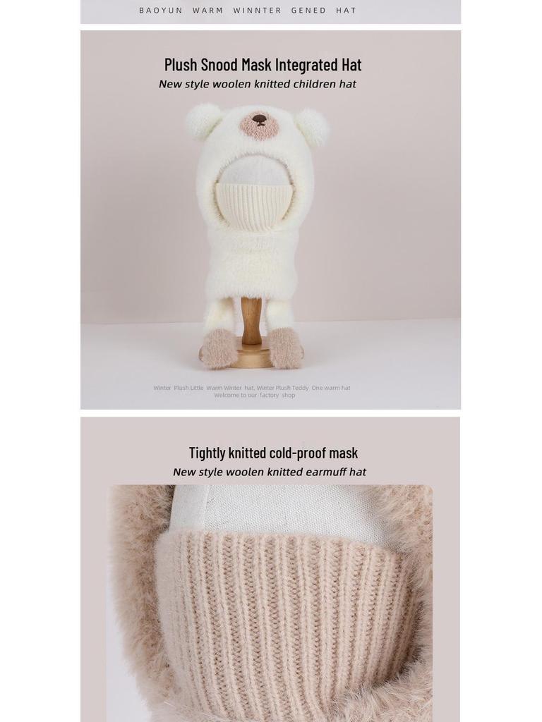 Dětská zimní čepice a šála 2025: Teplá, Odolná proti chladu, Plyšová pletená vlna