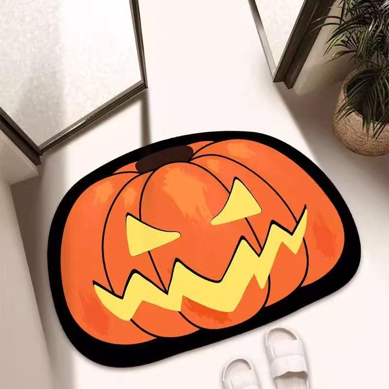 Halloween Pumpkin Diatom Mud Non-slip Floor Mat Creative Holiday Decoration Toilet Door Absorbent Mat Bathroom Floor Mat