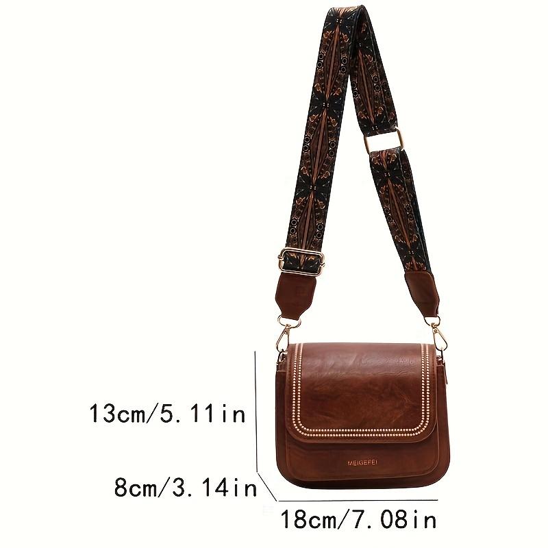 Geantă de tip crossbody mini pătrată, posetă cu clapetă în stil retro pentru femei, geantă de umăr cu mai multe straturi (7,08*5,11*3,14) inch