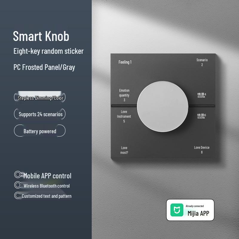 Smart Knob Switch Panel: Eight Buttons, Mijia App & Xiaoai Voice Compatibility