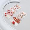 W2217 3D Girlish Sweet Strawberry Garden Stylish European American Removable Press On Nails 24Pcs