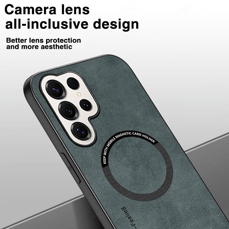 Handyhüllen aus Leder für Samsung S25 S24 S23 S22 S21 S20 Ultra Plus Edge FE Note 20 Ultra Stoßfest Für Magsafe Magnetische Hülle