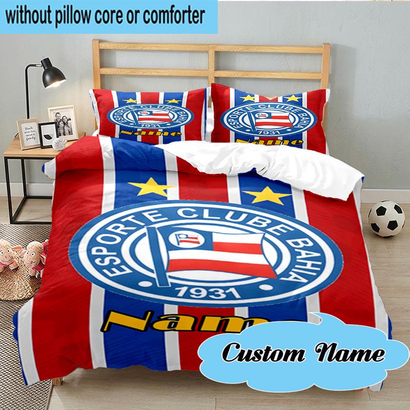 3PCS Custom Name Bahia FC Crest Design Bedding Set, Including 1pc Duvet Cover And 2pcs Pillowcases, Suitable for dorms and bedrooms Gift