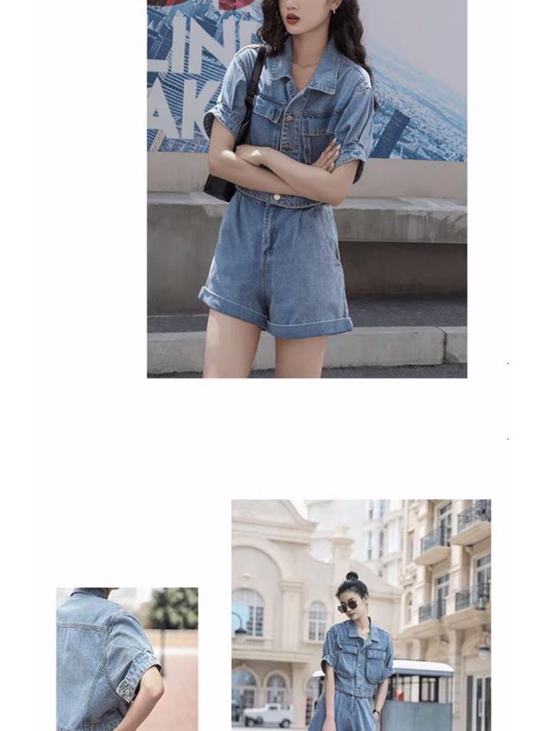 Women's Summer 2026 Age-Defying Denim Two-Piece: Stylish Short Jacket & Shorts Set